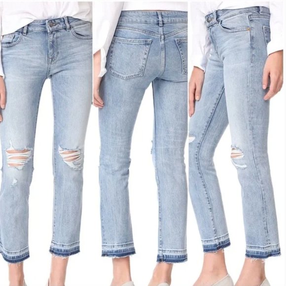 DL1961 Mara Instasculpt Straight Ankle Cropped Frayed Edge/Raw Edge Jeans - Picture 5 of 6